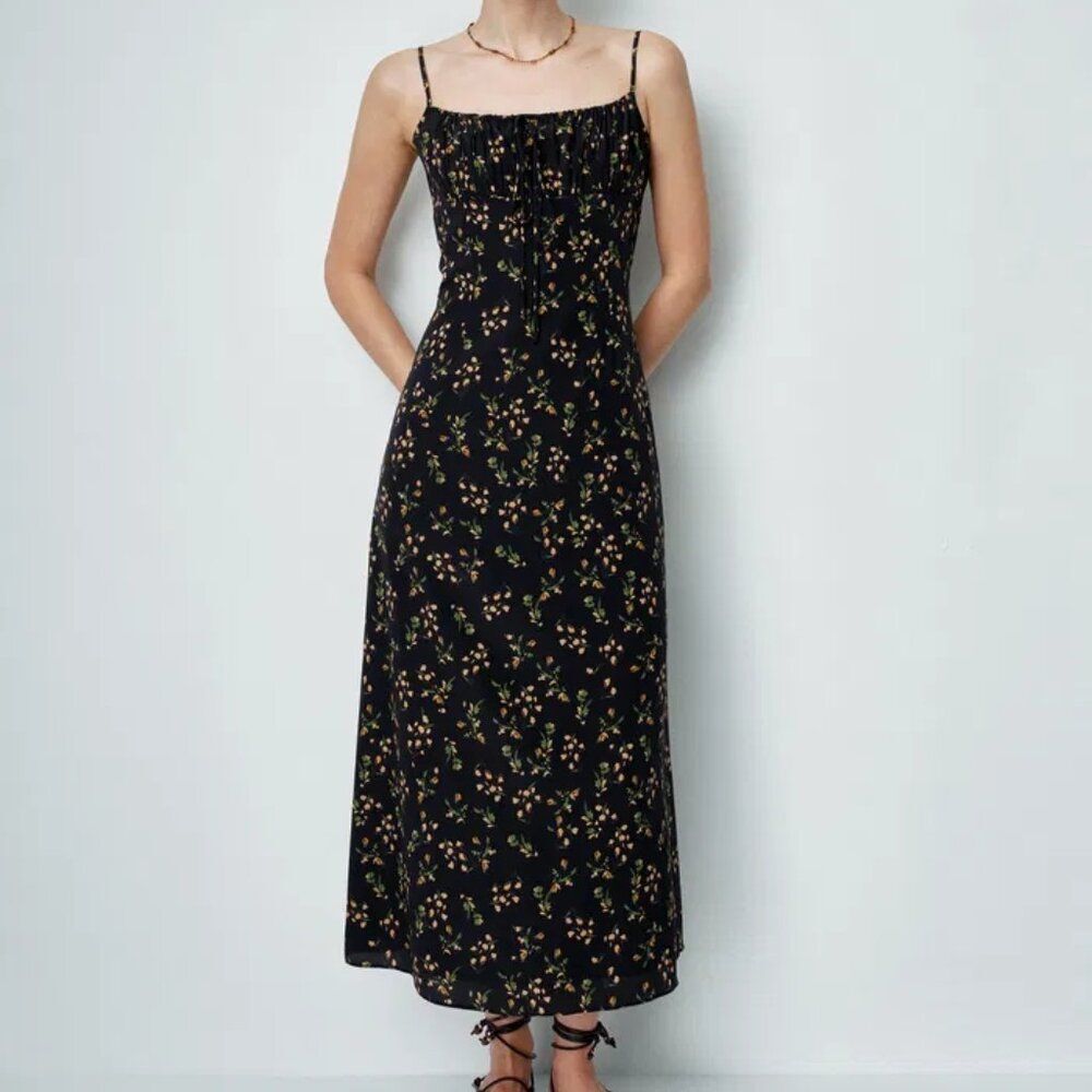 Fabrique Nora Floral Slip Camin Dress in Mulberry Silk Crepe - Picture 2 of 10